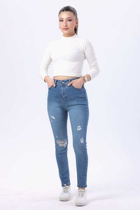 شلوار آبی زنانه پلی استر TOFİSA - کد 792881626