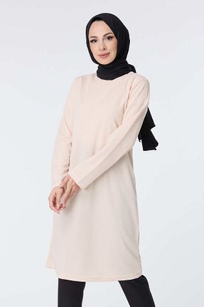 تونیک حجاب بژ زنانه مخلوط پلی استر TOFİSA - کد 773834765