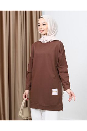 تونیک حجاب قهوه ای زنانه بافت Miyalon - کد 833549957