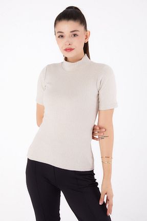 بلوز بژ زنانه ساده TOFİSA - کد 869583342