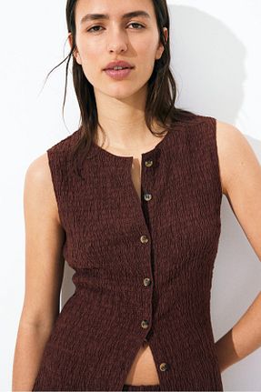 جلیقه قهوه ای زنانه اسلیم فیت H&M - کد 939982309
