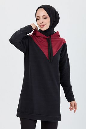 تونیک حجاب زرشکی زنانه مخلوط پلی استر TOFİSA - کد 795263915