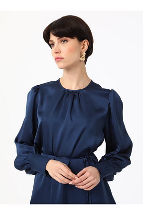 تونیک حجاب سرمه ای زنانه پلی استر Refka - کد 939863896