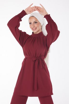 ست گرمکن زرشکی زنانه پلی استر TOFİSA - کد 844841036