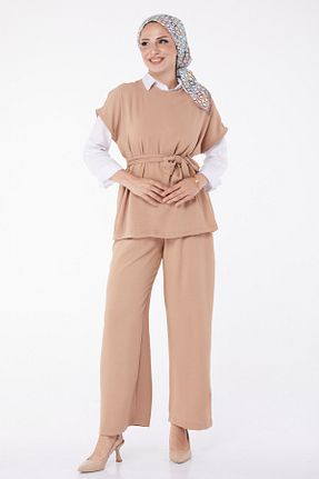 ست گرمکن قهوه ای زنانه پلی استر TOFİSA - کد 848439257