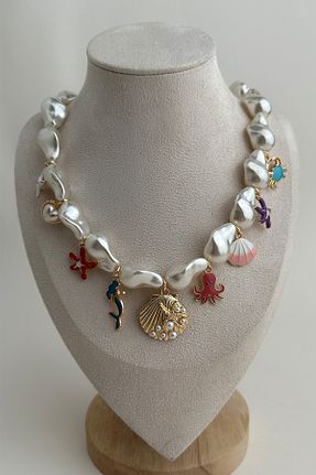گردنبند جواهر طلائی زنانه مروارید Modex - کد 939935118