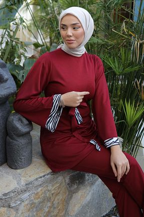 ست گرمکن زرشکی زنانه پلی استر TOFİSA - کد 838643277