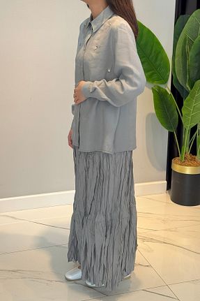 ست بالاتنه و پائین تنه حجاب طوسی زنانه رگولار Ceremony - کد 939943993