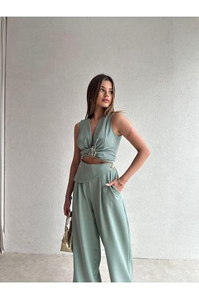 کت و شلوار سبز زنانه یقه هفت Mooi Butik - کد 940057489