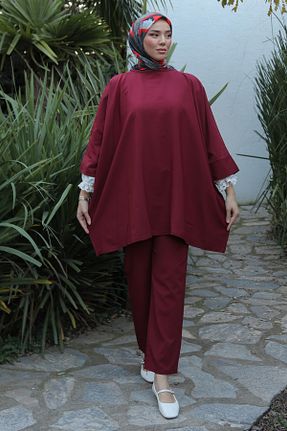 ست گرمکن زرشکی زنانه پلی استر TOFİSA - کد 834260761
