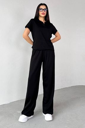 ست بالاتنه و پائین تنه مشکی زنانه بافتنی Gameyal - کد 939971525