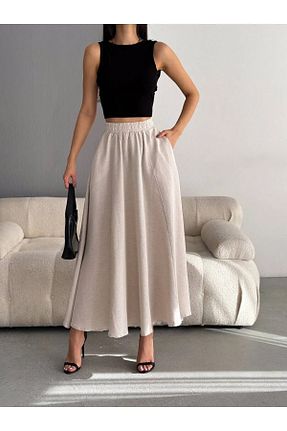 دامن بژ زنانه کتان SLAW REZZ - کد 939998707