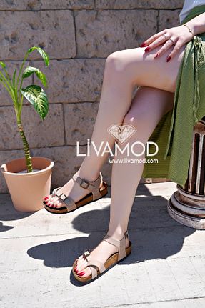 صندل بژ مردانه پاشنه تخت İncimoda - کد 903814748