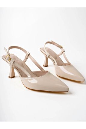 کفش پاشنه بلند کلاسیک بژ زنانه چرم لاکی SMC SHOES - کد 940002541