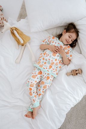 ست لباس راحتی نارنجی بچه گانه گلدار Luna Kids Collection - کد 940111448