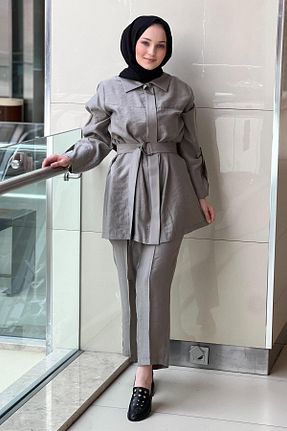 ست بالاتنه و پائین تنه طوسی زنانه بافتنی Nuss - کد 934145026