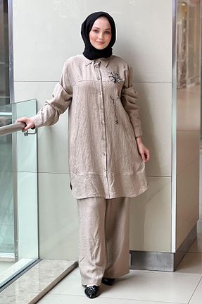 ست بالاتنه و پائین تنه بژ زنانه بافتنی FUAT GÜRSEN - کد 935994854