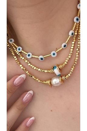 گردنبند جواهر متالیک زنانه روکش طلا CHARMLUCKY - کد 940050776