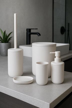 ست حمام سفید پلاستیک Okyanus Home - کد 653233537
