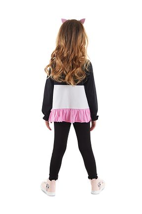 ست بالاتنه و پائین تنه مشکی بچه گانه بافت Denokids - کد 844579599