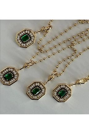 گردنبند استیل ( فولاد ) سبز زنانه استیل (فولاد) nergis collection - کد 940080125