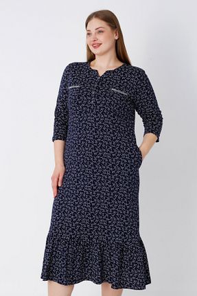 لباس سایز بزرگ سرمه ای زنانه پنبه ای İntensive - کد 940128727
