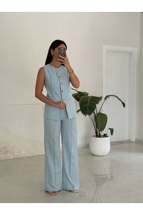 ست بالاتنه و پائین تنه آبی زنانه بافتنی Myra - کد 940093018