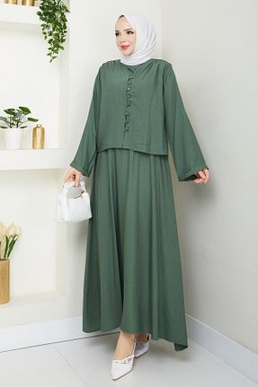 ست بالاتنه و پائین تنه حجاب خاکی زنانه A-line modapark.ist - کد 940104456