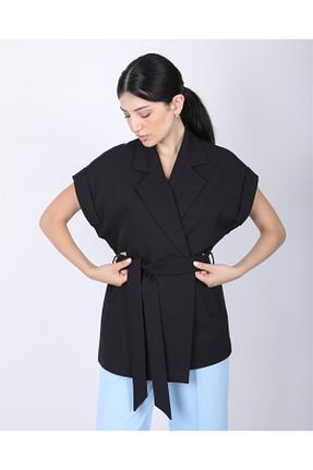 جلیقه مشکی زنانه اورسایز DEQ FASHION - کد 938511951