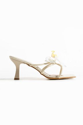 دمپائی بژ زنانه چرم مصنوعی Gökçe Shoes - کد 940197734
