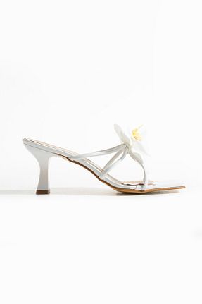 دمپائی سفید زنانه چرم مصنوعی Gökçe Shoes - کد 940201187