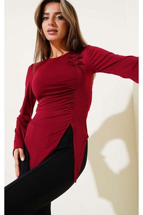 بلوز زرشکی زنانه چاپی Balmoda - کد 940213435