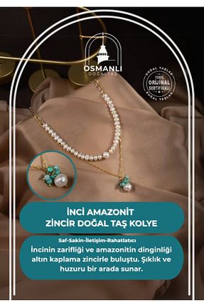 گردنبند جواهر سفید زنانه سنگ OSMANLI DOĞAL TAŞ - کد 661728314