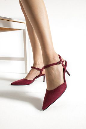 کفش پاشنه بلند کلاسیک زرشکی زنانه جیر Gökçe Shoes - کد 940218492