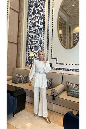 ست بالاتنه و پائین تنه حجاب سفید زنانه رگولار SSDESİNG - کد 940254617