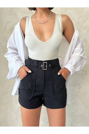 شلوارک و برمودا مشکی زنانه فاق بلند LE CARAMBOLE - کد 940257363