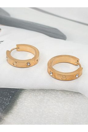 گوشواره استیل (فولاد) طلائی زنانه استیل ضد زنگ Siya Silver - کد 843479549