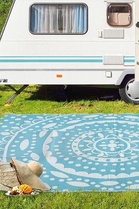 گلیم فیروزه ای پلی پروپیلن SİMEREV HALI HOME CONSEPT - کد 828419883