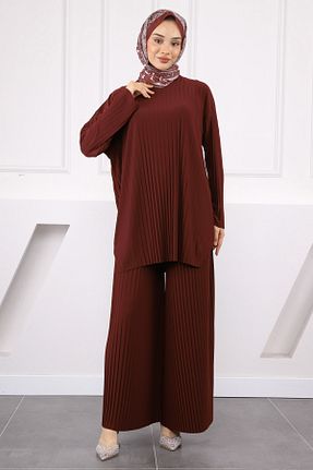 ست بالاتنه و پائین تنه حجاب زرشکی زنانه رگولار İmajButik - کد 940261655