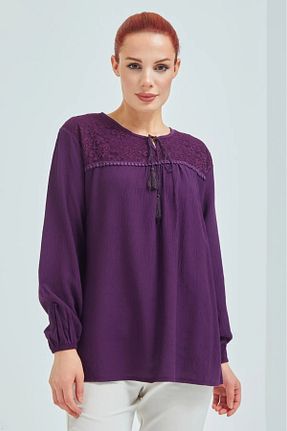 بلوز بنفش زنانه ساده LİFERA - کد 920331718