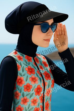 کلاه مشکی زنانه حصیر Ritagarcia - کد 674563314