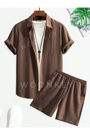 پیراهن قهوه ای مردانه اورسایز woonkey - کد 921865809