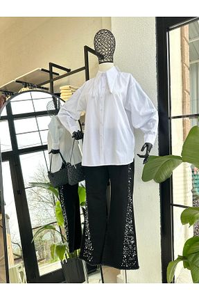 پیراهن حجاب سفید زنانه اورسایز Line By Touches - کد 940291016