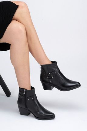 بوت / نیم بوت مشکی زنانه چرم خالص Dericalle shoes - کد 834980965