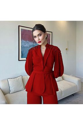ست بالاتنه و پائین تنه قرمز زنانه بافتنی MİSSNESİL - کد 929745265