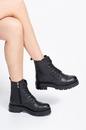 بوت / نیم بوت مشکی زنانه چرم خالص Dericalle shoes - کد 773811205
