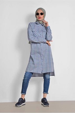 تونیک حجاب سرمه ای زنانه %100 پنبه Alvina - کد 877358098