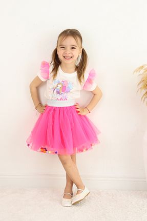 ست بالاتنه و پائین تنه صورتی بچه گانه بافت ESİLA KİDS - کد 924418742