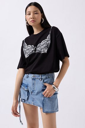 دامن آبی زنانه جین Black Fashion - کد 831374699