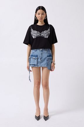 دامن آبی زنانه جین Black Fashion - کد 831374699